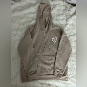 Tan Hoodie with Heart